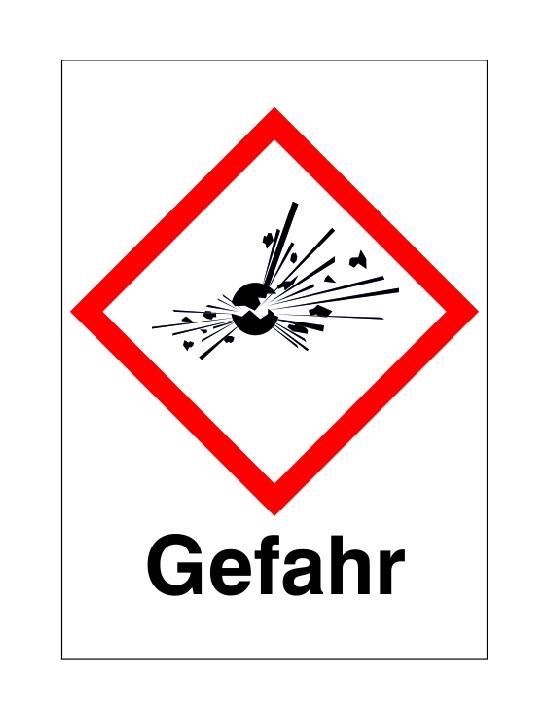 GHS-Gefahrstoffetikett - Kombischild mit Text: Gefahr