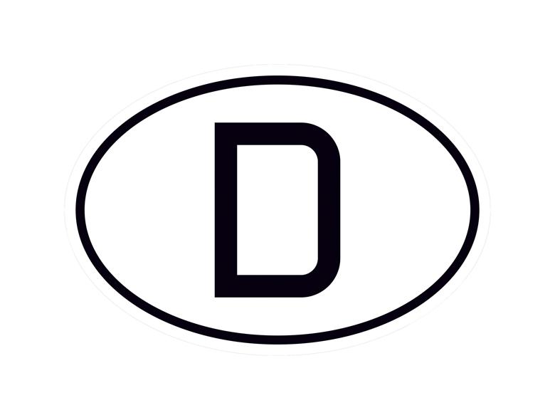 Hinweisschild für Kraftfahrzeuge - Internationales Kennzeichen für Deutschland - "D