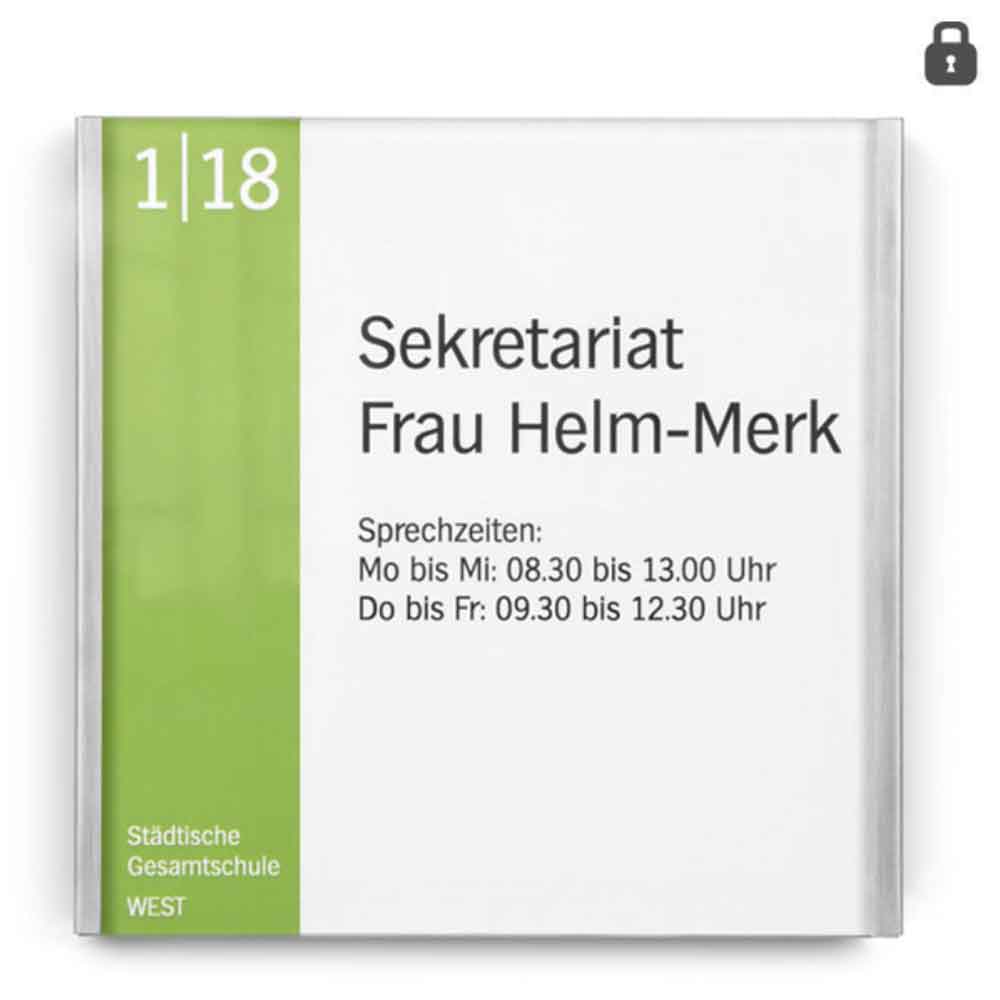 LITE Secure Türschild - mit Einlagensicherung - aus Acrylglas und Edelstahl LITE Secure Türschild - mit Einlagensicherung - aus Acrylglas und Edelstahl