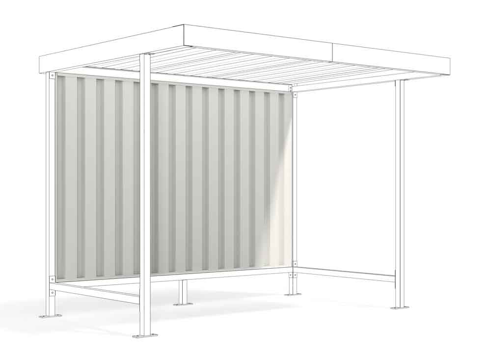 Materialüberdachung - Rückwand Leipzig - L12 / L17 - RAL 9002 Grauweiss Materialüberdachung - Rückwand Leipzig - L12 / L17 - RAL 9002 Grauweiss