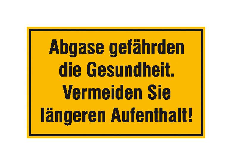 Hinweisschild für Tankanlagen und Garagen - Text: Abgase gefährden die Gesundheit ...