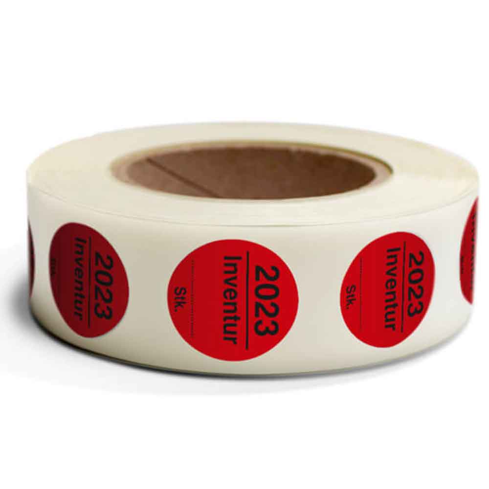 Inventur-Etiketten - Text: Inventur - mit Jahreszahl und Stückzahlfeld - in 4 Farben Inventur-Etiketten - Text: Inventur - mit Jahreszahl und Stückzahlfeld - in 4 Farben