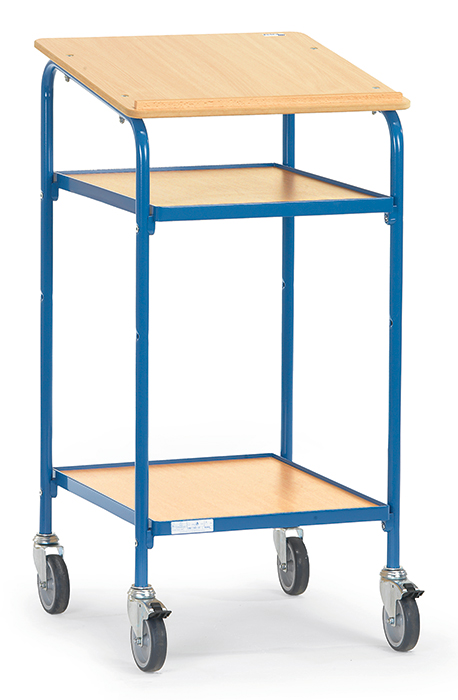 5834-bb2d98 Rollpult mit geneigter Schreibfläche - 2 Ablageböden - Tragkraft 100 kg
