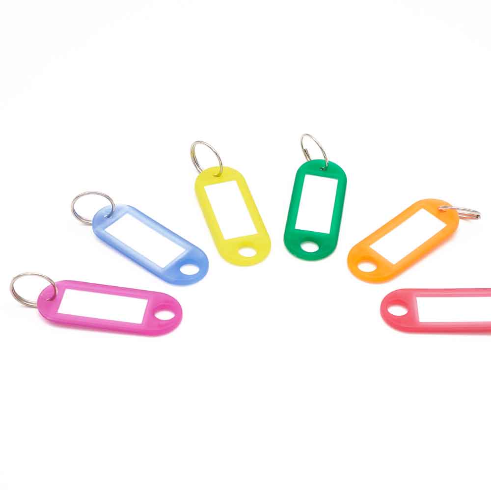 Schlüsselanhänger - mit Ring - Kunststoff - in 10 Neonfarben sortiert