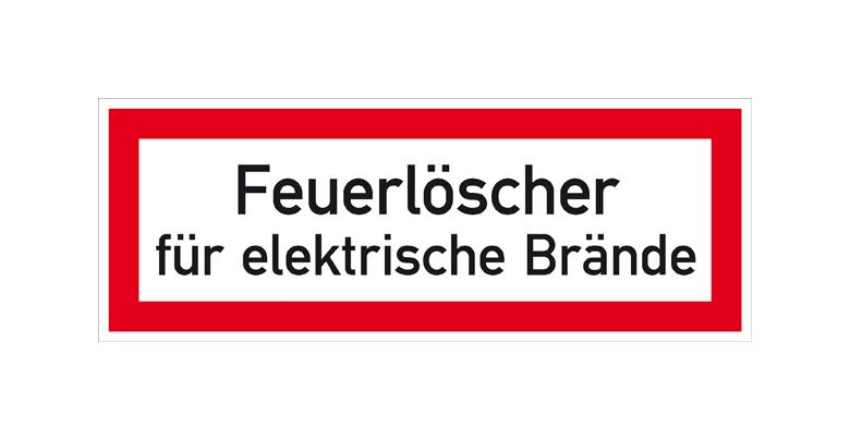 Hinweisschild für die Feuerwehr - Feuerlöscher für elektrische Brände