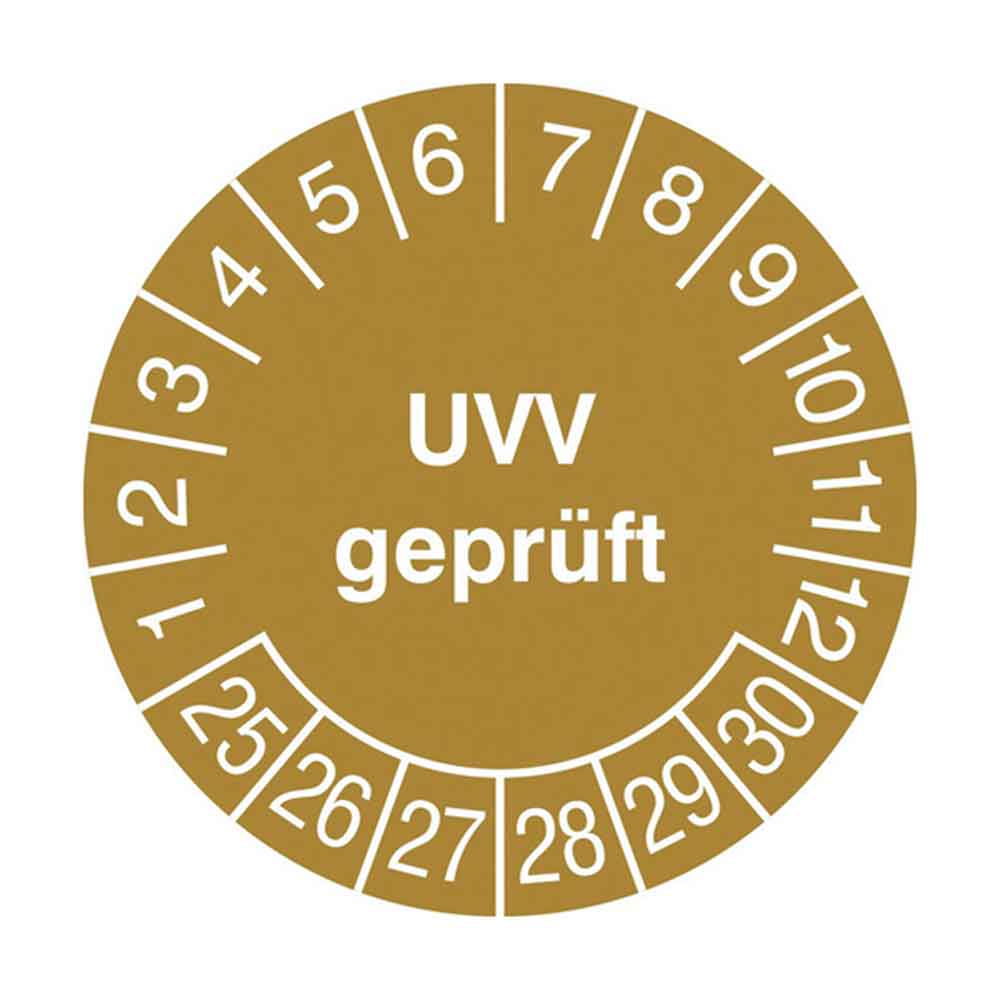 Prüfplakette auf Bogen - UVV geprüft