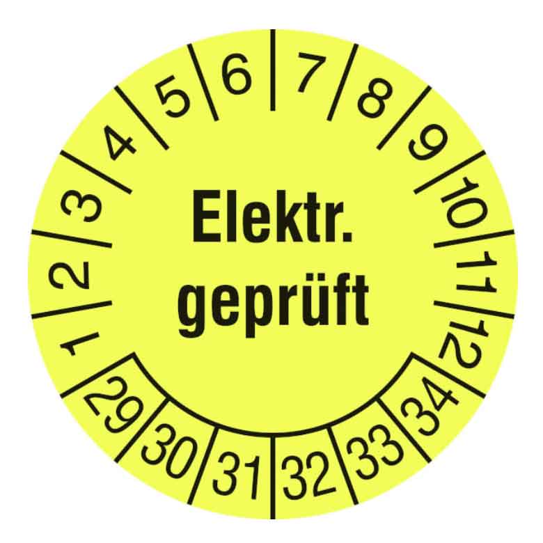 Prüfplakette Elektrisch geprüft - Leuchtgelb oder Leuchtgrün