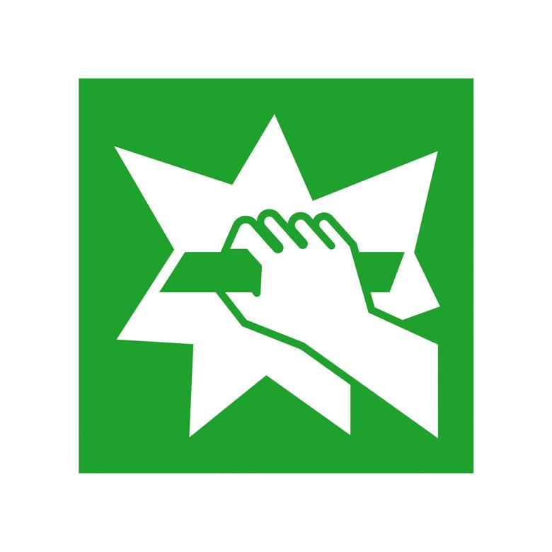 Fluchtwegschild - Notausgangseinrichtung, die nach Zerschlagen ...