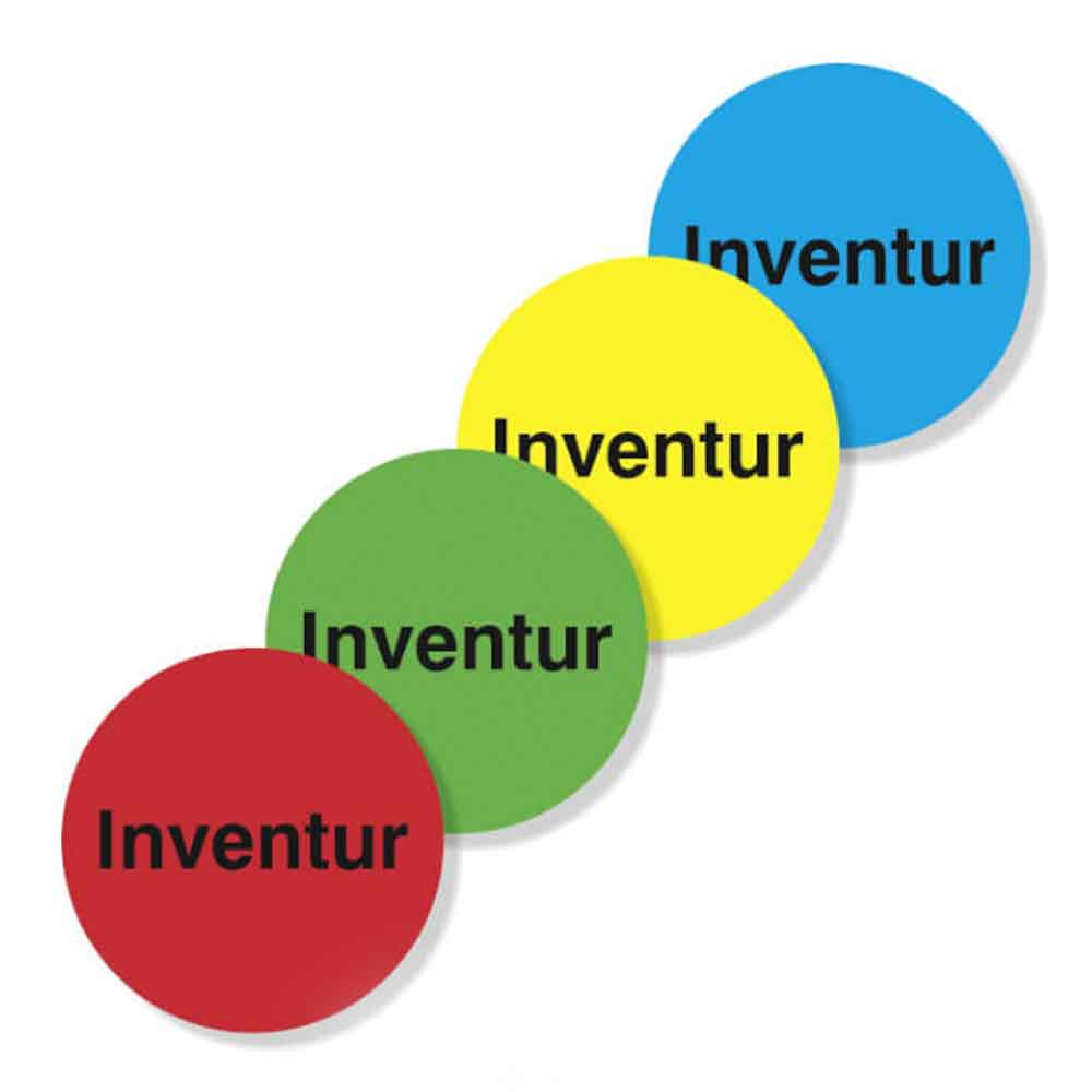 Inventur-Etiketten - selbstklebend - auf der Rolle - 4 Farben