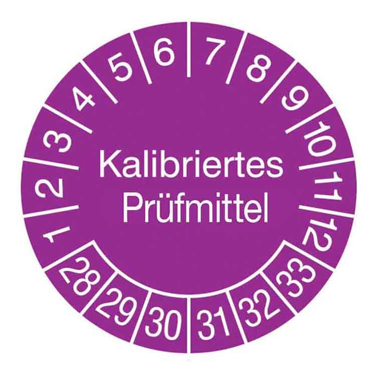 Prüfplakette Kalibriertes Prüfmittel - in Jahresfarbe - Dokumentenfolie