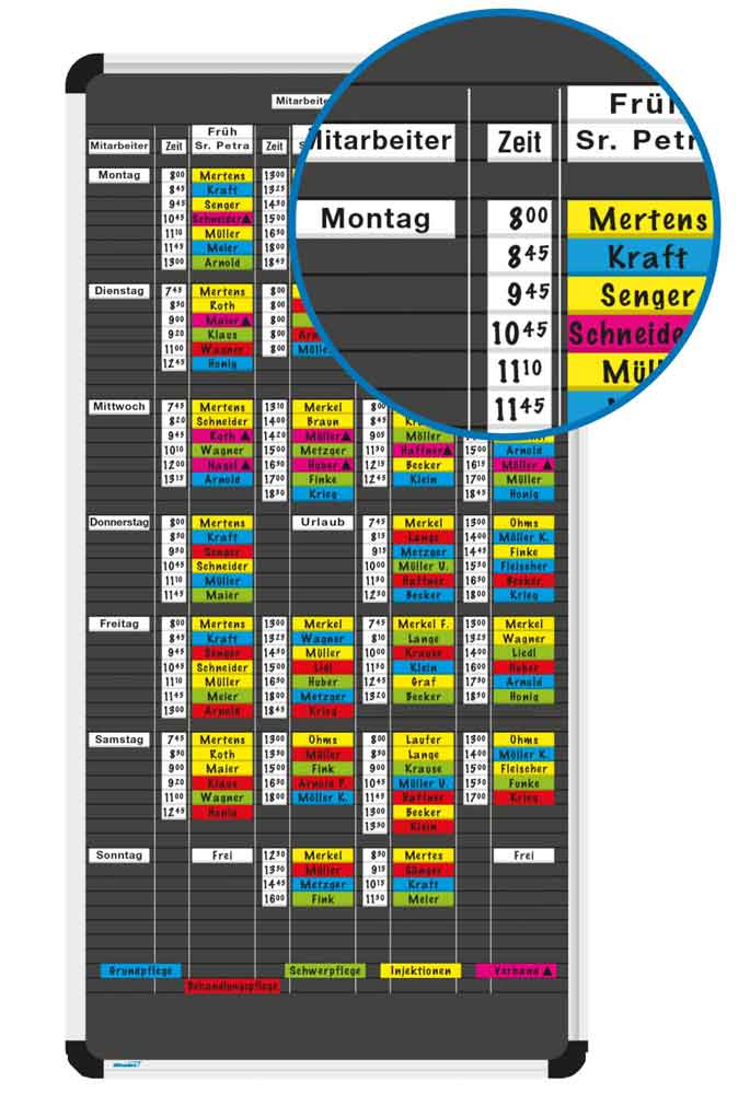 Planrecord Tafelset Mitarbeiter-Zeitplanung - mit kompletten Zubehörsatz - 4 Größen wählbar