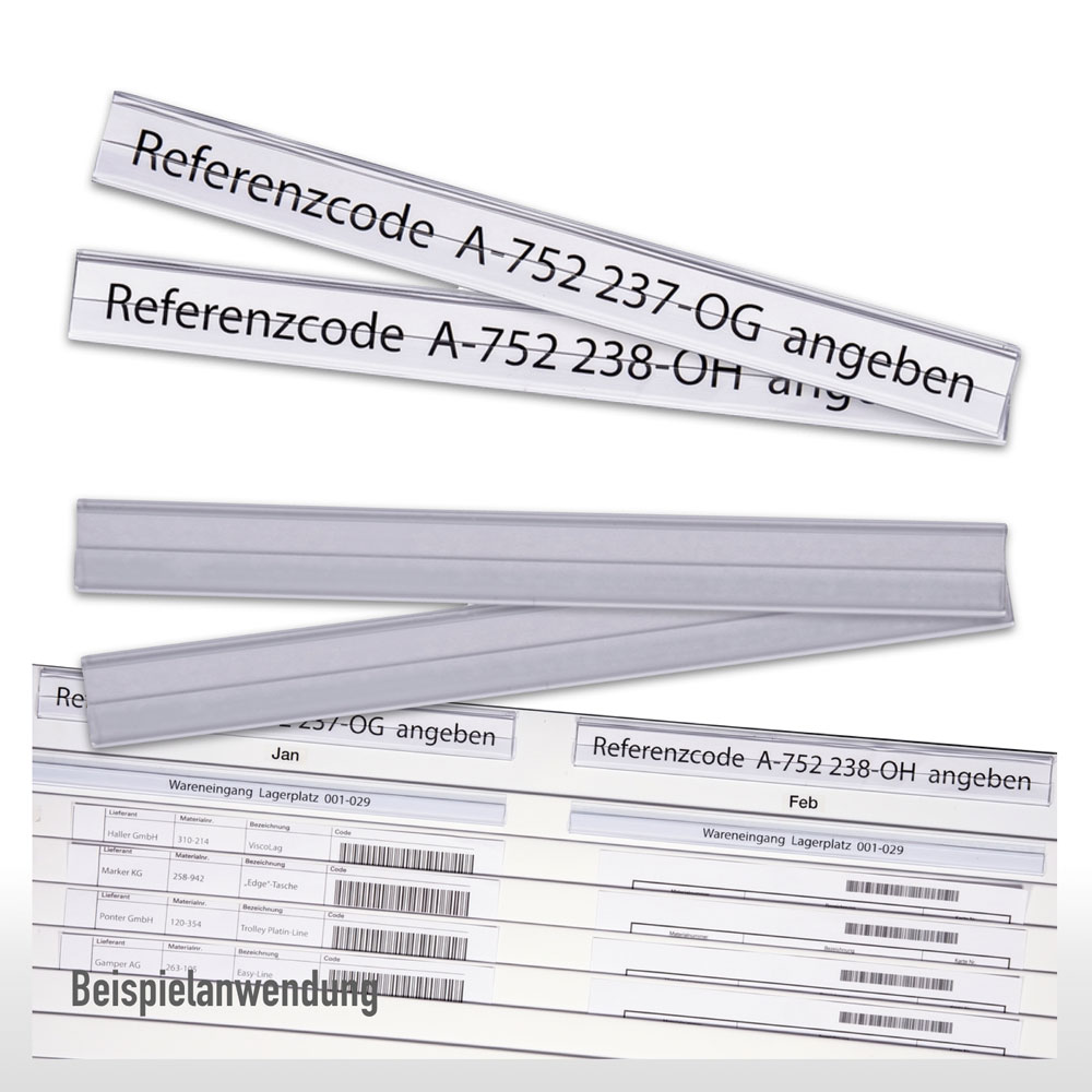 Selbstklebe-Klarsichtleisten für Flexiplan-Beleg-Planungstafeln - 220 x 23 mm