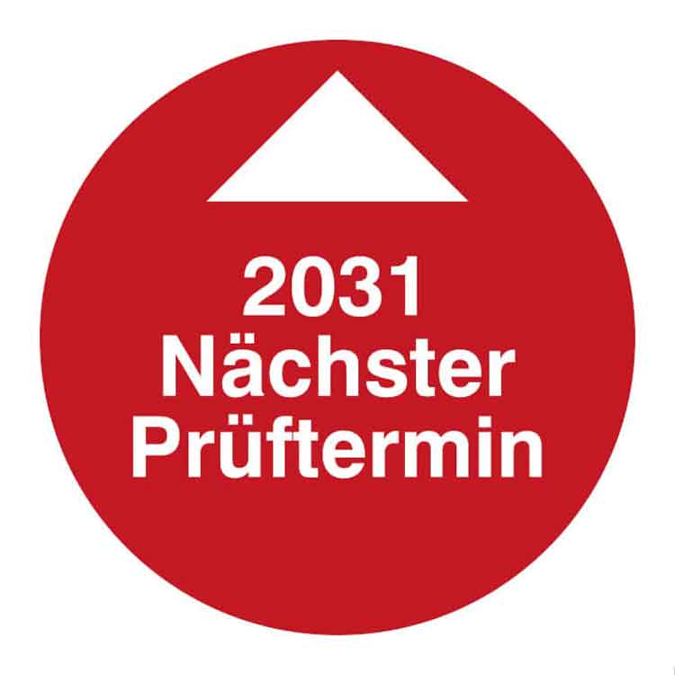 Prüfplakette - Nächster Prüftermin - Jahresplakette in Jahresfarbe Dokumentenfolie