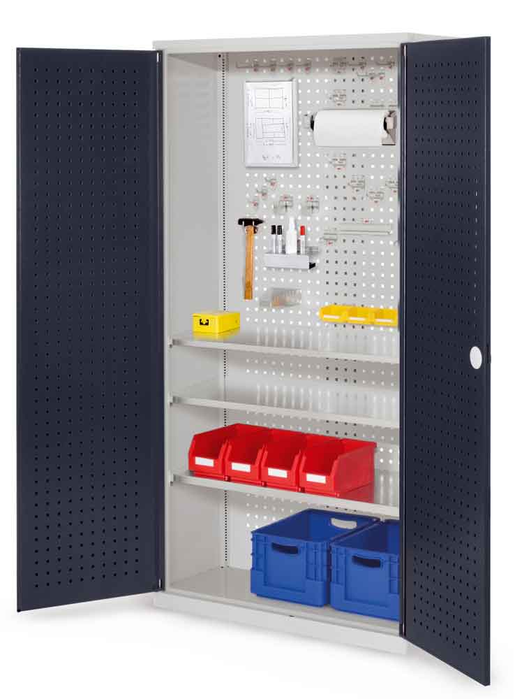 12-61-00-03-13-03-090-rasterplan-werkzeugschrank-lochplattentueren-tiefe-410-mm-963f03 RasterPlan® - Werkzeugschrank - mit Lochplattentüren - Tiefe 410 mm - 3 Fachböden