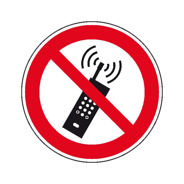 Verbotsschild - Eingeschaltete Mobiltelefone verboten