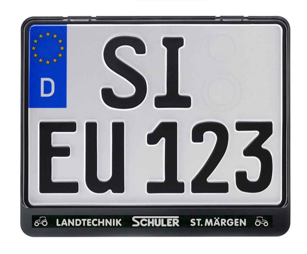 erut-twinline-schwarz-280x205mm1-619dcf Kennzeichenhalter - 2-zeilig - für Zweiräder - Schwarz - Werbeaufdruck
