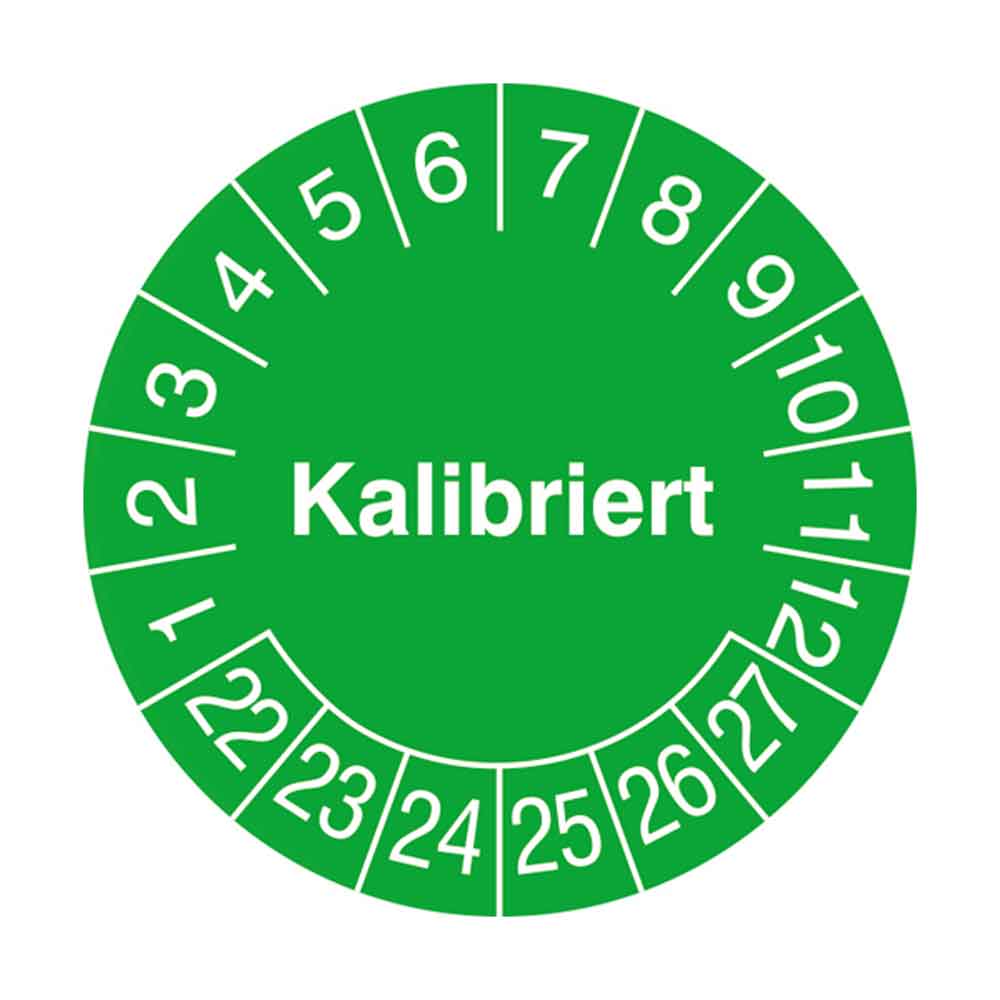 Prüfplakette auf Rolle - Kalibriert