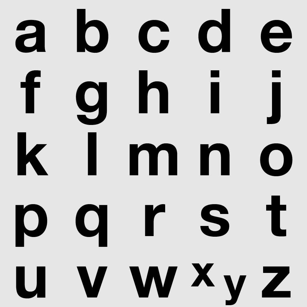 Kleinbuchstaben a-z - Block Modern - Folie - Höhe 20-100 mm - 3 Farben