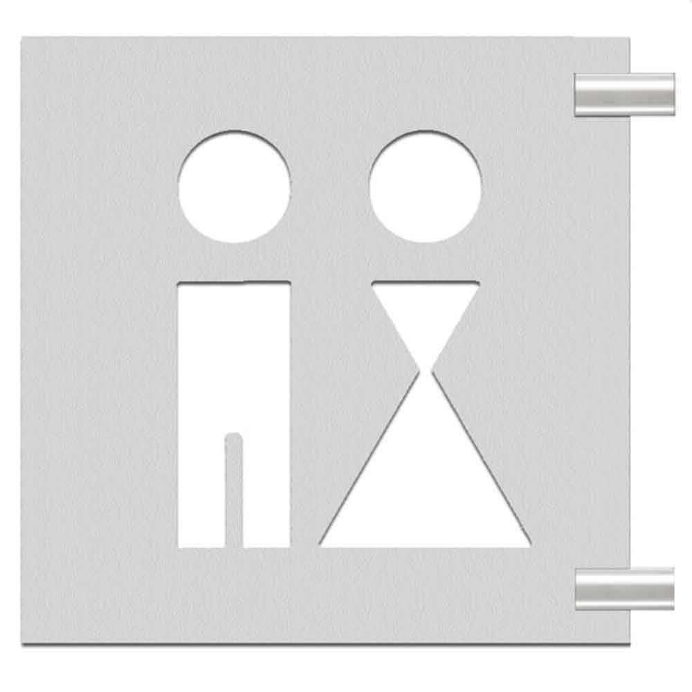PHOS Fahnenschild aus Edelstahl - zur Toilettenbeschilderung - mit Abstandshaltern