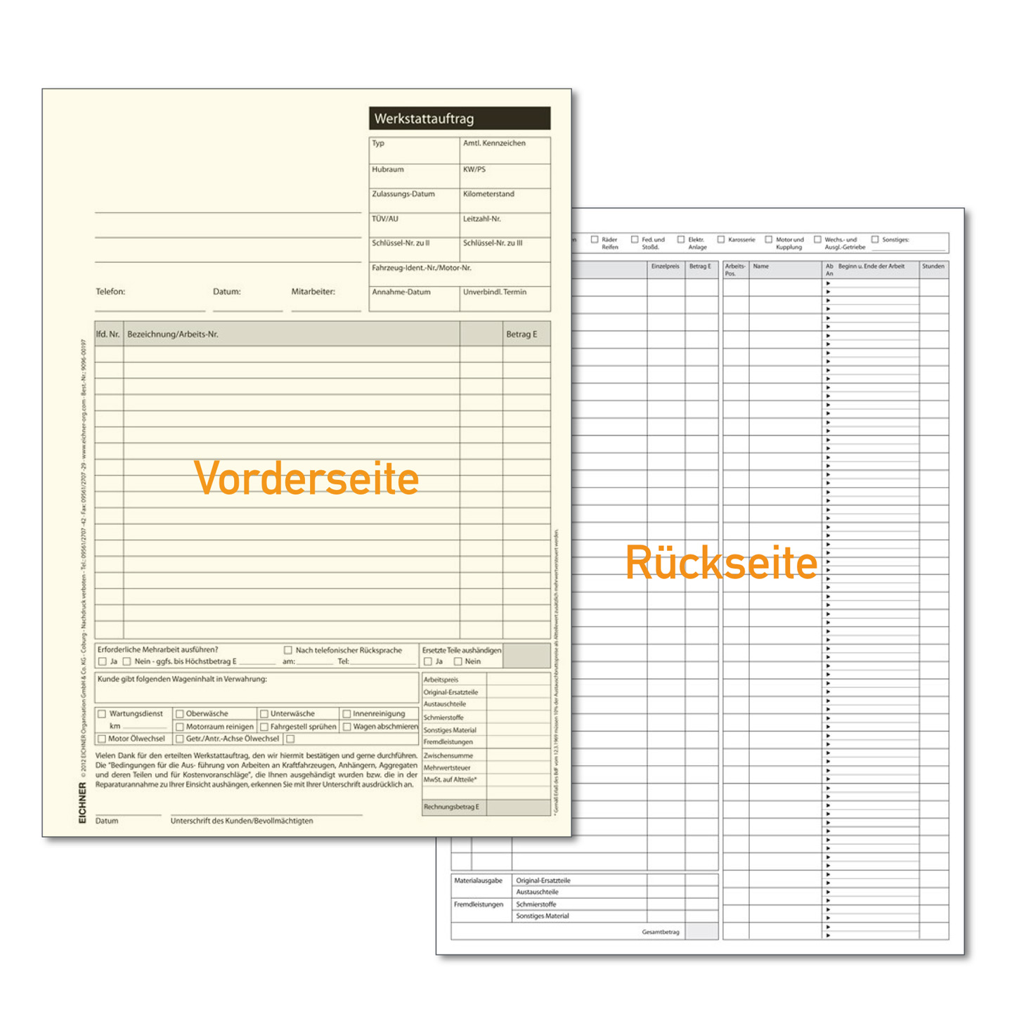 Werkstatt-Auftrag - DIN A4 - 2-fach - SD-Papier