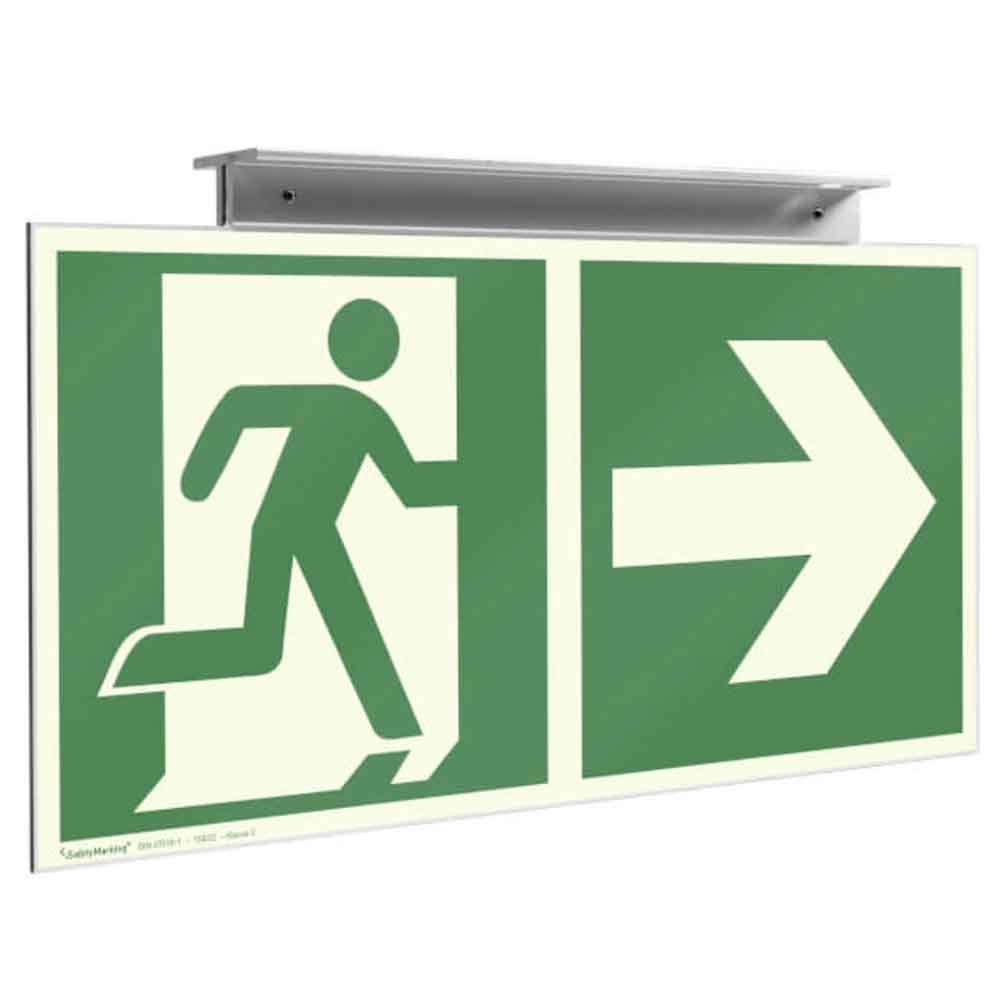 Fluchtwegschild zur Deckenmontage - Motiv: Fluchtwegkennzeichnung - zweiseitig Fluchtwegschild zur Deckenmontage - Motiv: Fluchtwegkennzeichnung - zweiseitig