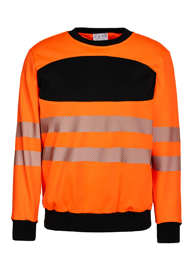Korntex® - EOS - Hi-Vis Sweatshirt mit schwarzer Brustpartie - Signal-Orange/Schwarz - 3XL