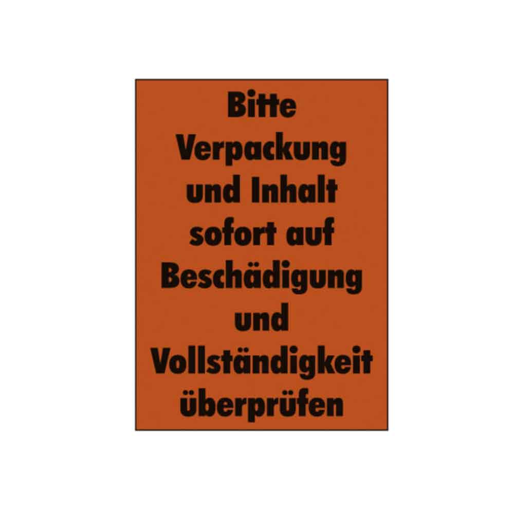 Verpackungsetikett - Text: Bitte Verpackung und Inhalt .... Verpackungsetikett - Text: Bitte Verpackung und Inhalt ....