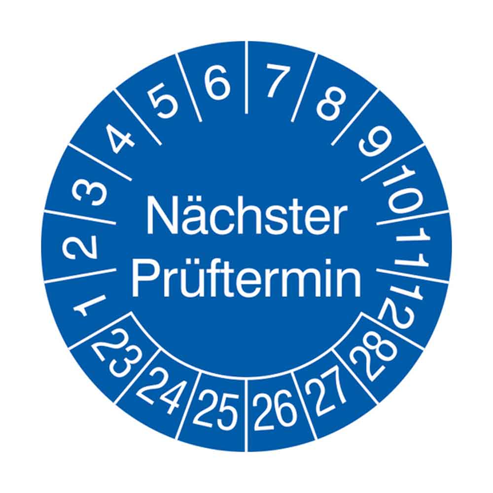 38-18-030-2-00-23-056-naechster-prueftermin-23-28-937a60 Prüfplakette auf Bogen - in Jahresfarbe und Schutzlackierung - Nächster Prüftermin