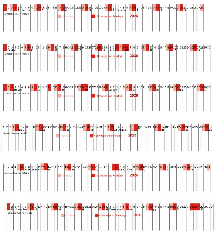Skalenstreifen - kalendergerecht für 1 Jahr - für Planrecord-Stecktafel - 4 Ausführungen Skalenstreifen - kalendergerecht für 1 Jahr - für Planrecord-Stecktafel - 4 Ausführungen