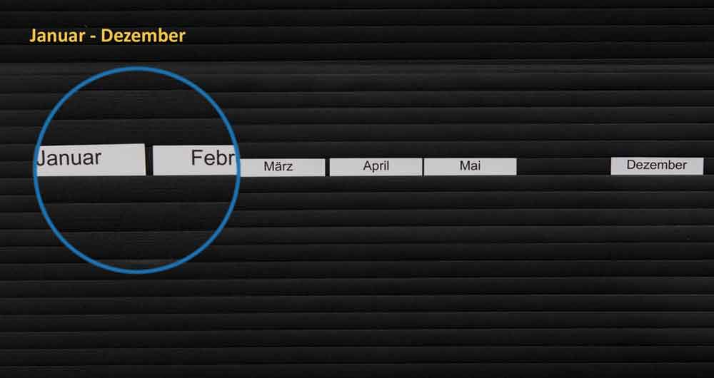 Überschrift fertig bedruckt - für Planrecord-Stecktafel - 4 Ausführungen