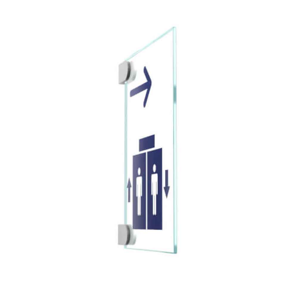 CRISTALLO Fahnenschild aus 1 x 4 mm Sicherheitsglas - mit Edelstahl-Schildklemmen - in 3 Größen CRISTALLO Fahnenschild aus 1 x 4 mm Sicherheitsglas - mit Edelstahl-Schildklemmen - in 3 Größen