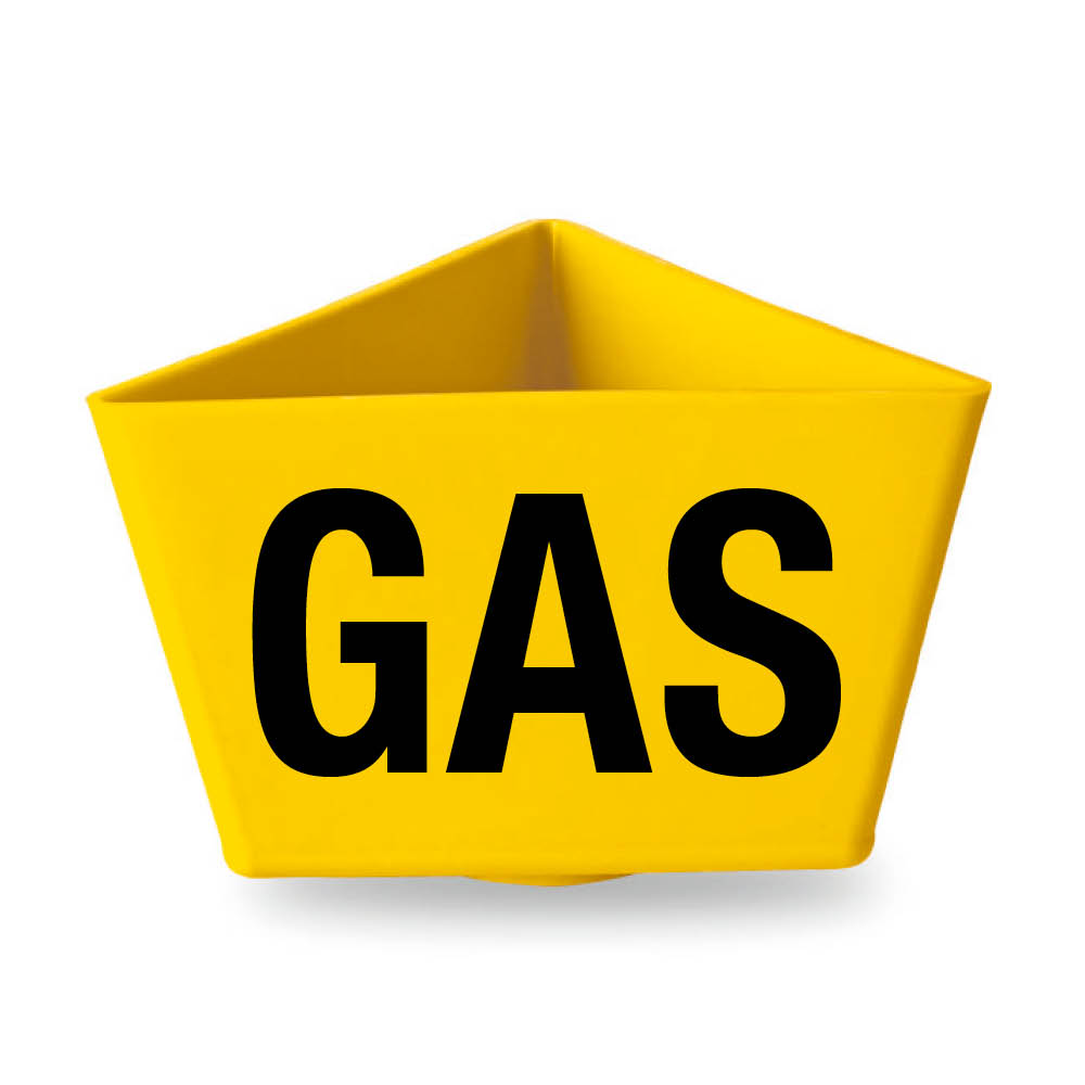 leitzahltraeger-kunststoff-sonderbeschriftungen-ohne-magnet-gelb-gas-d1074f Kennzeichnungsträger - "GAS" - ohne Bodenhaftung - 2 Farben
