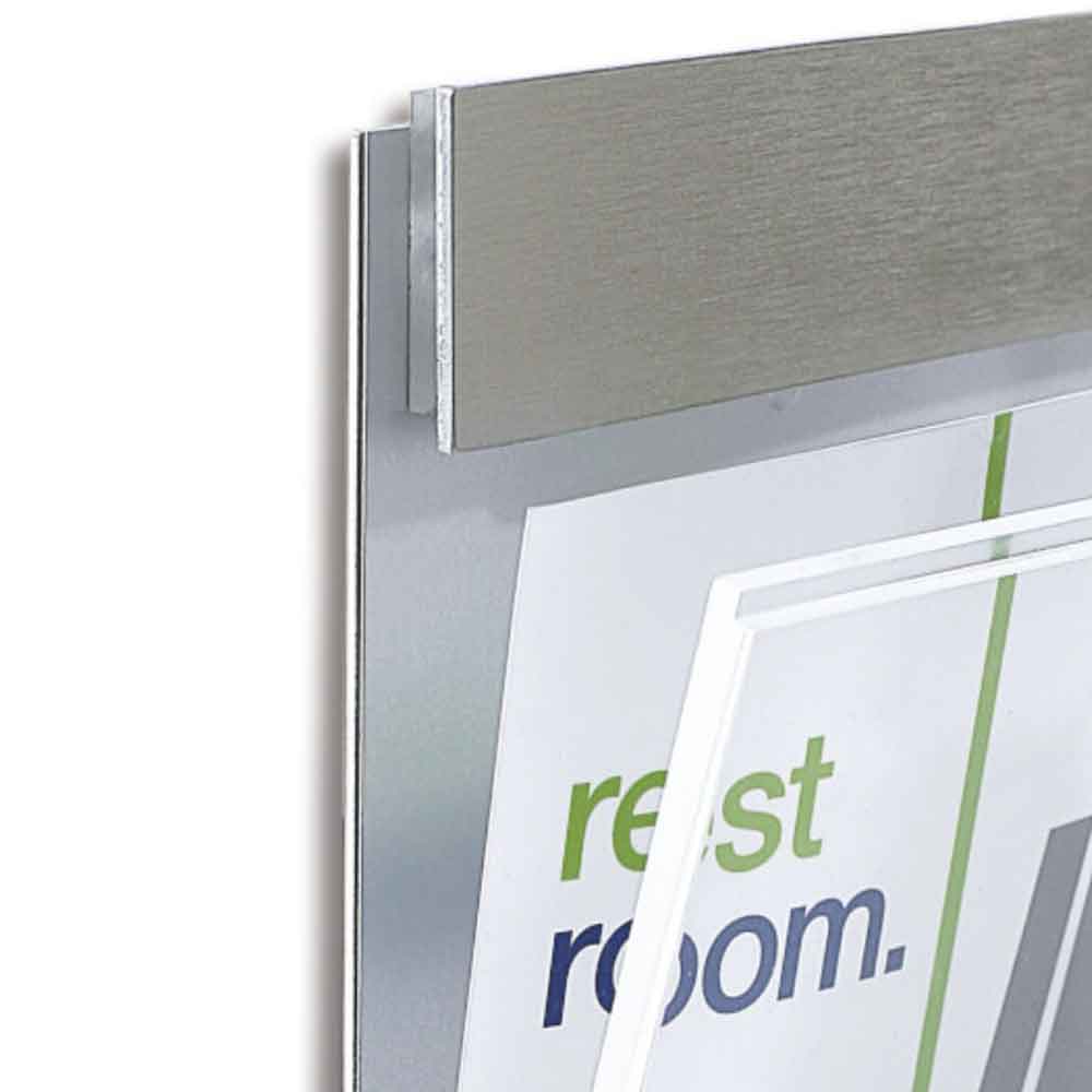 CHANGE Infotafel - Kopfleiste in Edelstahloptik - hochwertiges Plexiglas