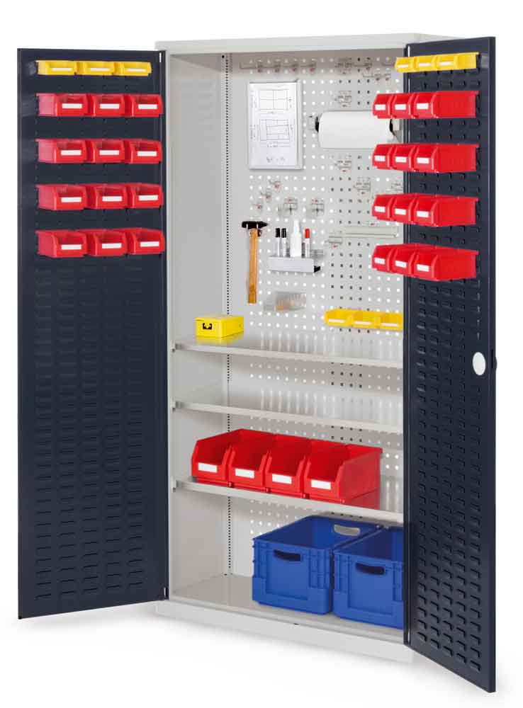 1352-02-4013-03-090-rasterplan-werkzeugschrank-schlitzplattentueren-tiefe-410-mm-e92964 RasterPlan® - Werkzeugschrank - mit Schlitzplattentüren - Tiefe 410 mm - 3 Fachböden