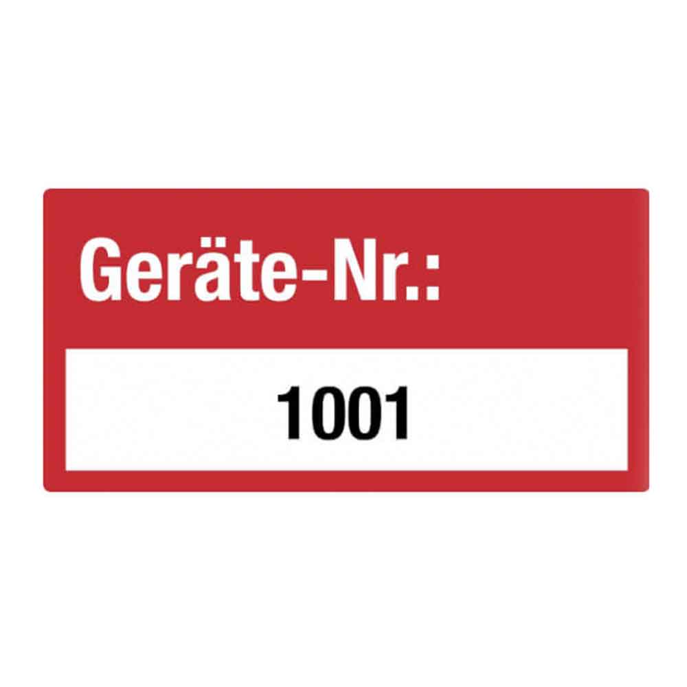 Inventar-Etikett - Geräte-Nr.: - fortlaufend nummeriert 1001-2000 - VOID-Folie auf Rolle