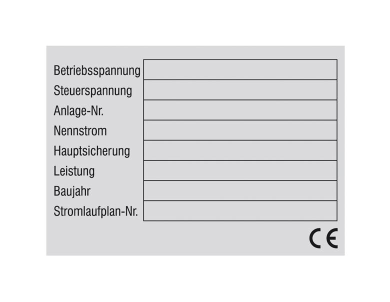 Typenschild - auf Bogen - zur Selbstbeschriftung - Betriebsspannung ...