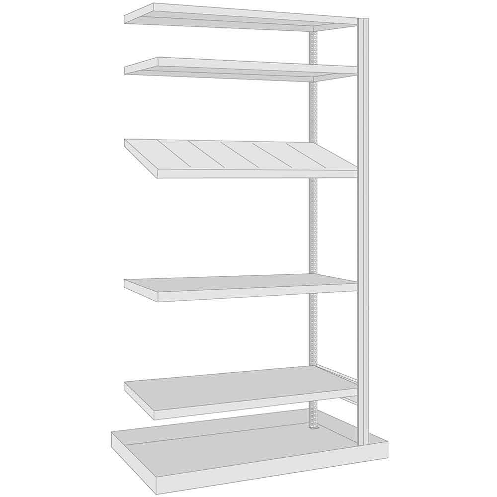 BERT-Regalmodul 1 - Anbaufeld - H 2000 x B 1005 x T 500 mm - 5 Lagerebenen - 150 kg