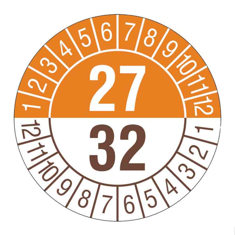 Prüfplakette - Jahresplakette mit Prüfzeitraum 1 bis 5 Jahre - Dokumentenfolie