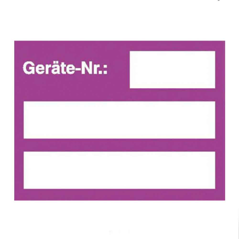 Inventar-Etikett - Geräte-Nr.: - Dokumentenfolie auf Bogen - mit 3 Beschriftungsfeldern