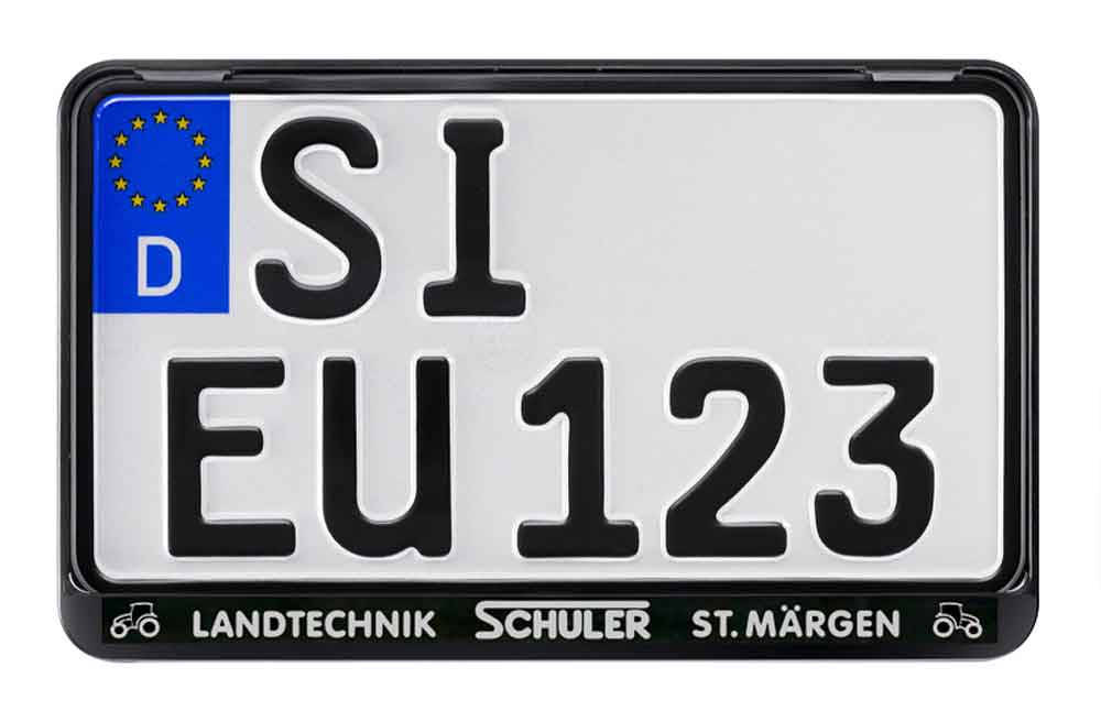 Kennzeichenhalter - 2-zeilig - für Zweiräder - Schwarz - Werbeaufdruck
