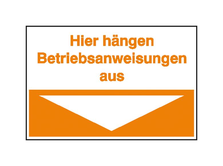 35-10-598-0-10-058-hinweisschild-fur-betriebsanweisungen-hier-hangen-betriebsanweisungen-aus-orange-431030-07deb1 Hinweisschild für Betriebsanweisungen - Text: Hier hängen Betriebsanweisungen aus
