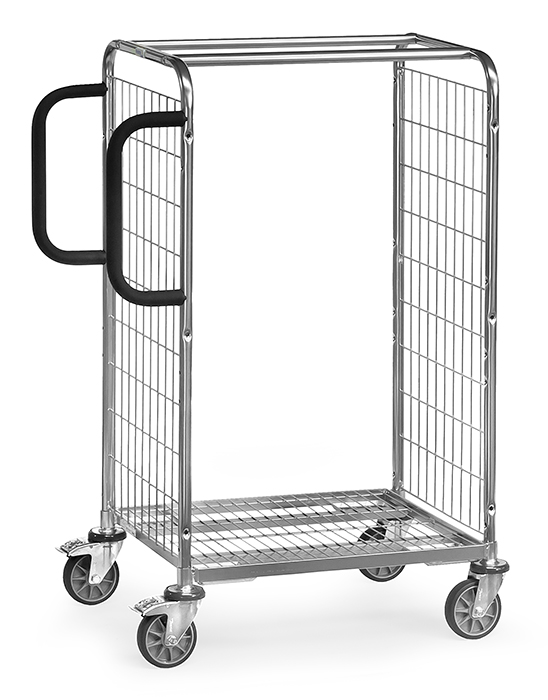 28100-06db38 Kommissionierwagen - Stirnwände aus Drahtschweißgitter - Ladefläche L 650 x B 510 mm - H 1225 mm