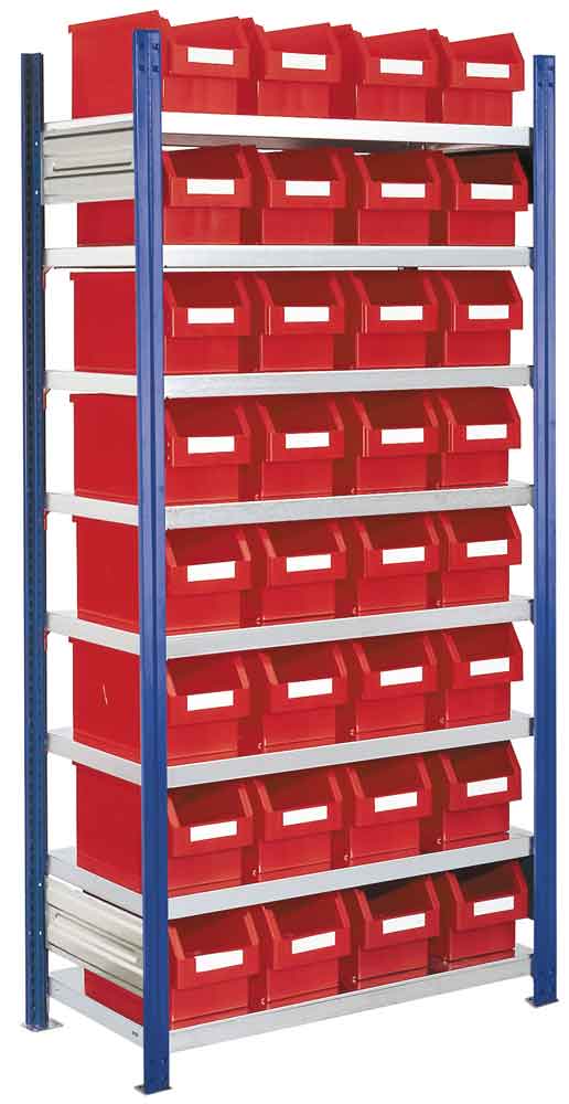 RasterPlan® - Steckregal Modell 12 - komplett mit Lagersichtkästen - Grund- und Anbaufeld