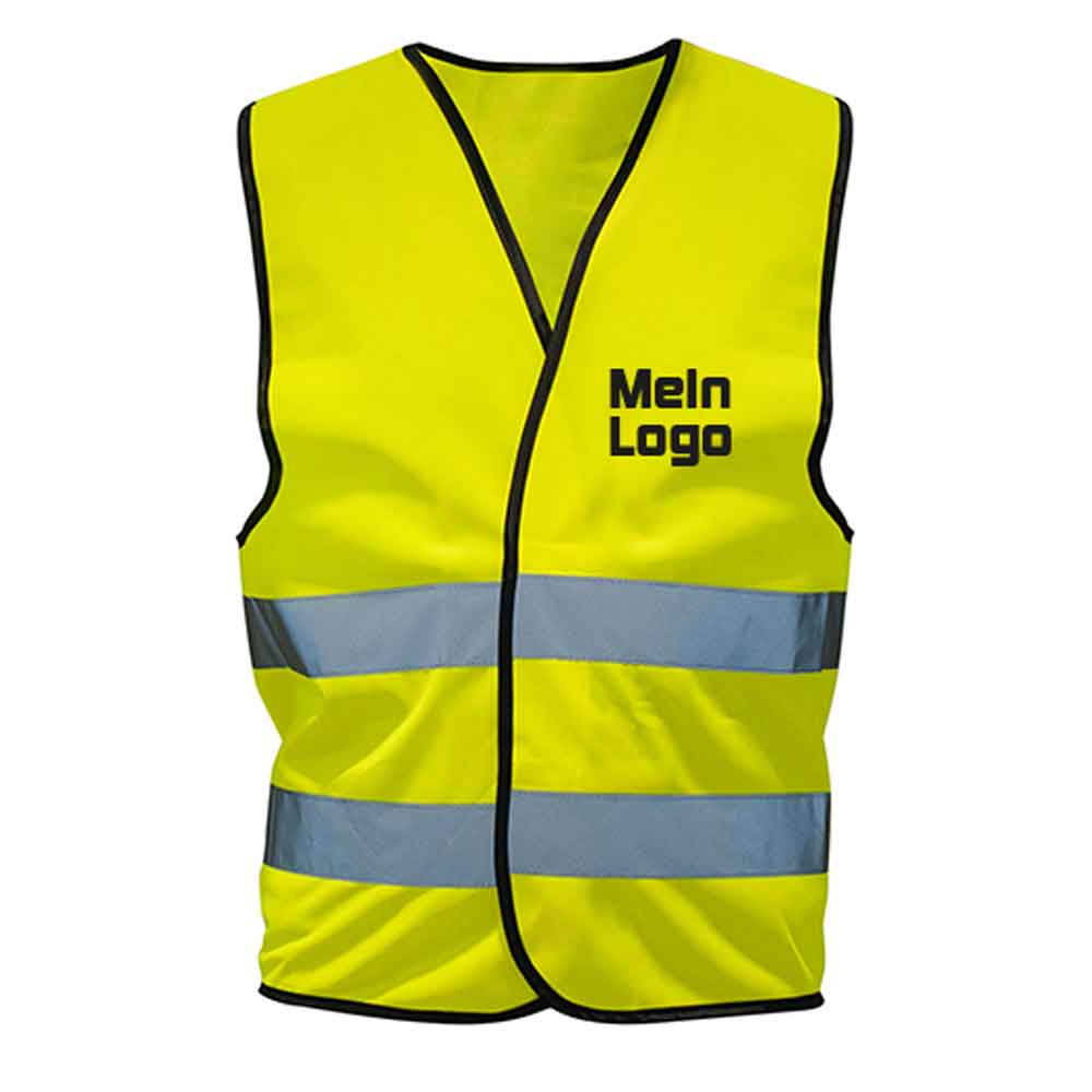 60-50-376-0-00-03-059-warnweste-xl-gelb-aufdruck-vs-b90602 Warnweste - XL - mit reflektierenden Streifen - Saum in Schwarz