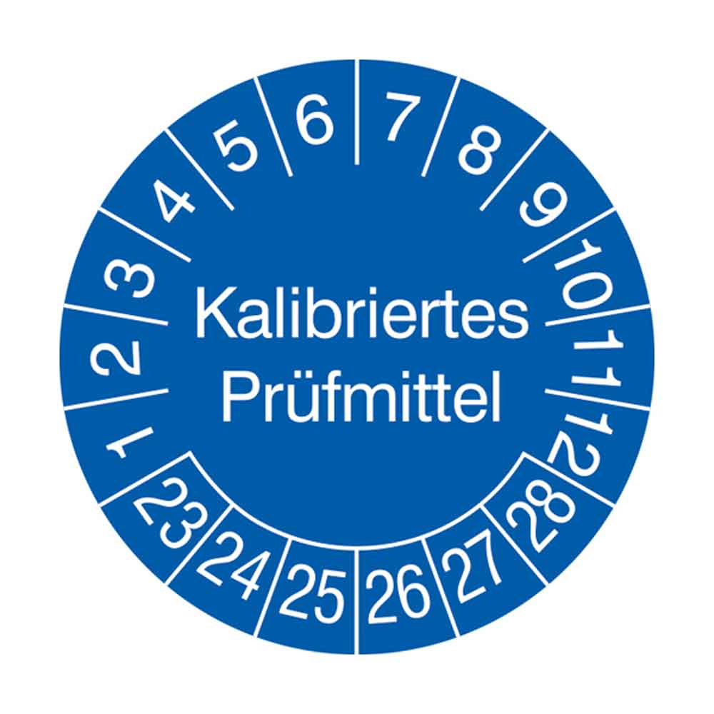 Prüfplakette auf Bogen - Kalibriertes Prüfmittel