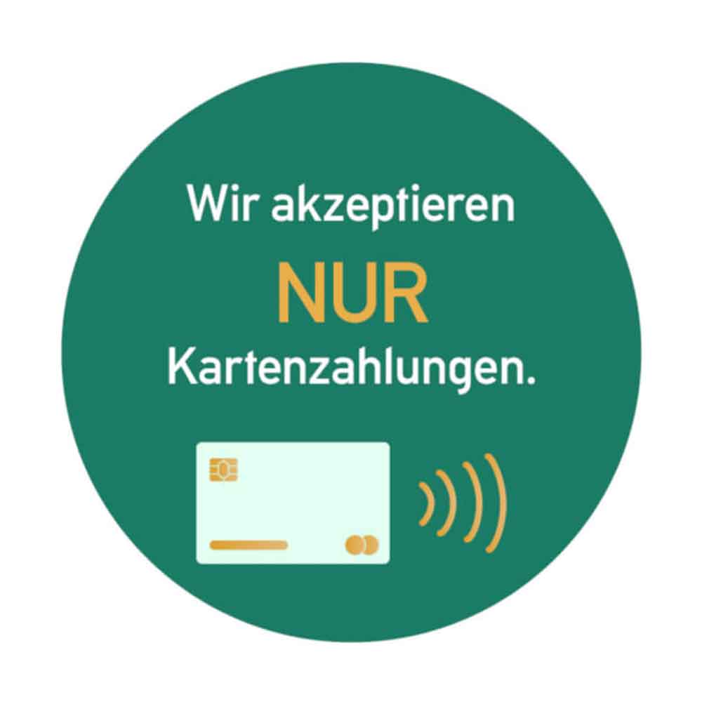 Hinweisschild - Wir akzeptieren nur Kartenzahlung Hinweisschild - Wir akzeptieren nur Kartenzahlung