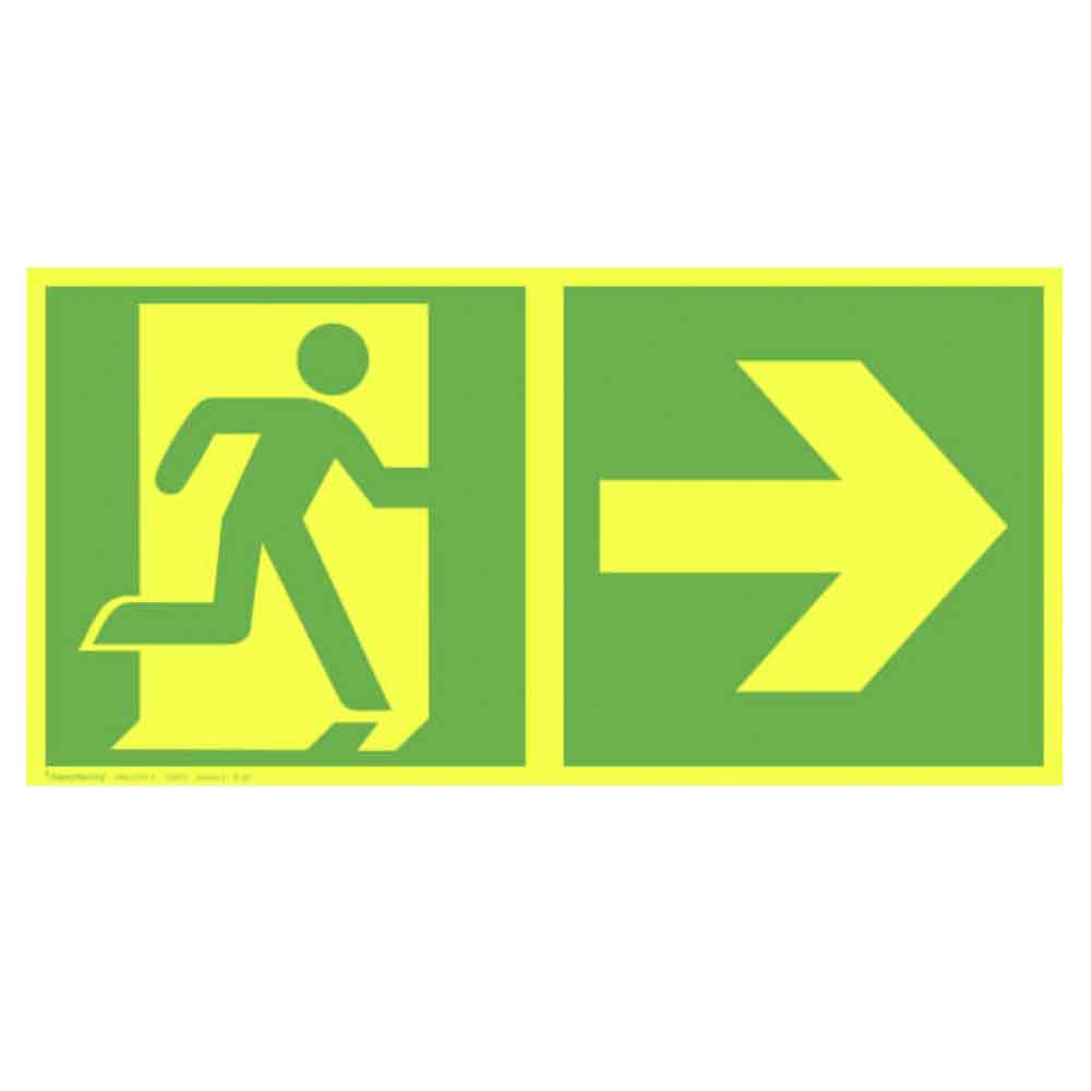Fluchtwegschild PLUS - Notausgang rechts mit Zusatzzeichen: Richtungsangabe rechts