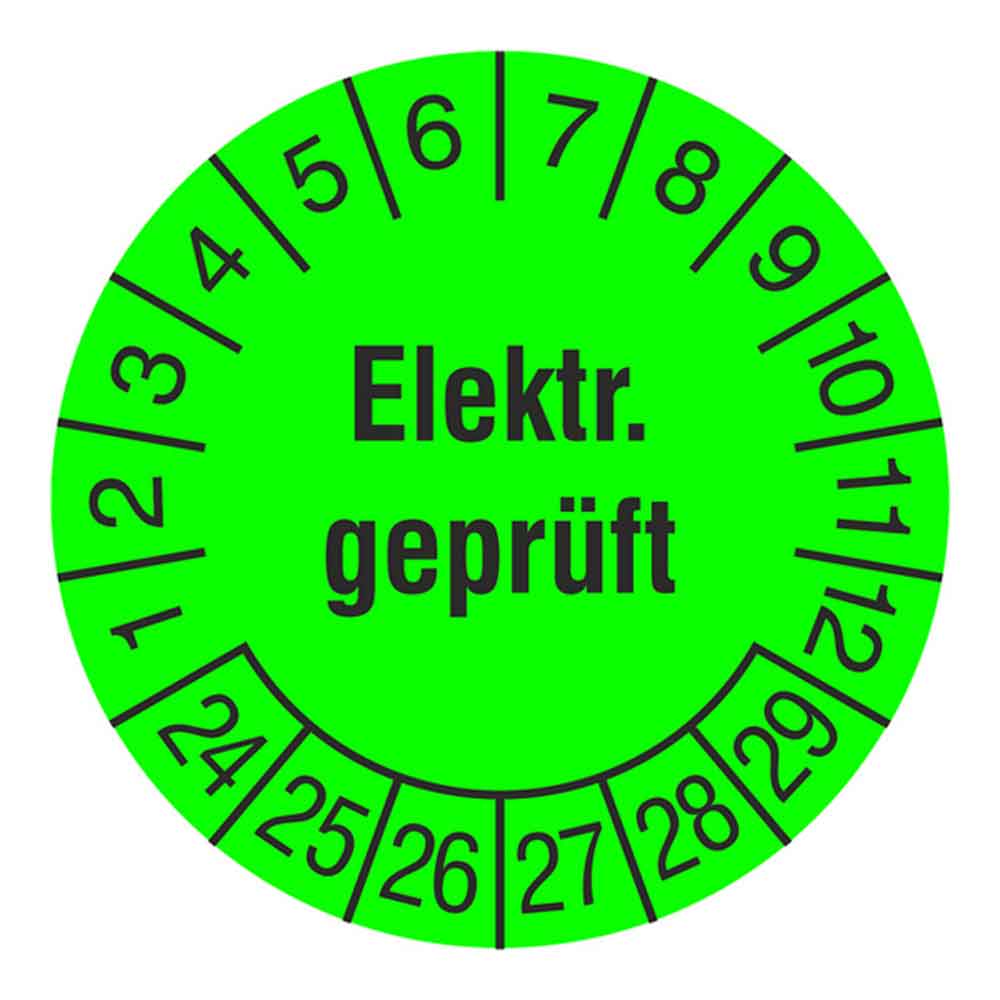 35-22-685-0-10-gruen-953c52 Prüfplakette auf Rolle - Elektr. Geprüft - in Jahresfarbe