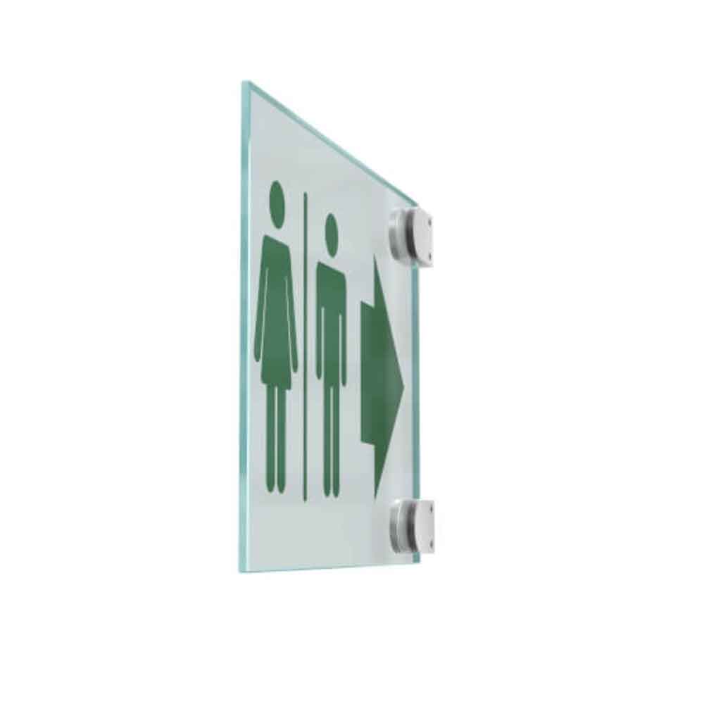 CRISTALLO Fahnenschild aus 1 x 4 mm Sicherheitsglas - mit Edelstahl-Schildklemmen - in 3 Größen CRISTALLO Fahnenschild aus 1 x 4 mm Sicherheitsglas - mit Edelstahl-Schildklemmen - in 3 Größen