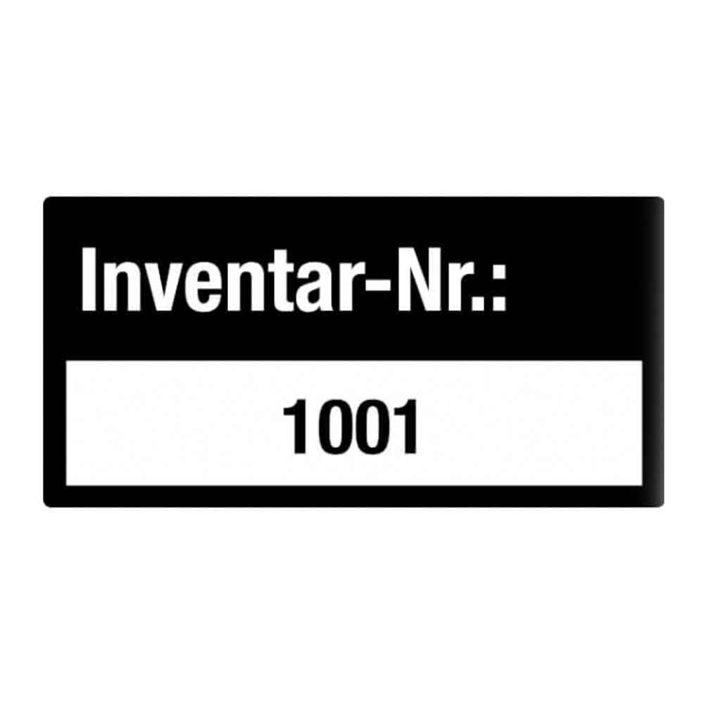Inventar-Etikett - Inventar-Nr.: - fortlaufend nummeriert - Dokumentenfolie auf Rolle